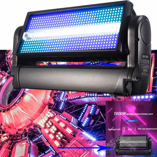 Illuminazione scenica impermeabile Attrezzatura per progetti all'aperto Luce a testa mobile stroboscopica a LED da 1000 W